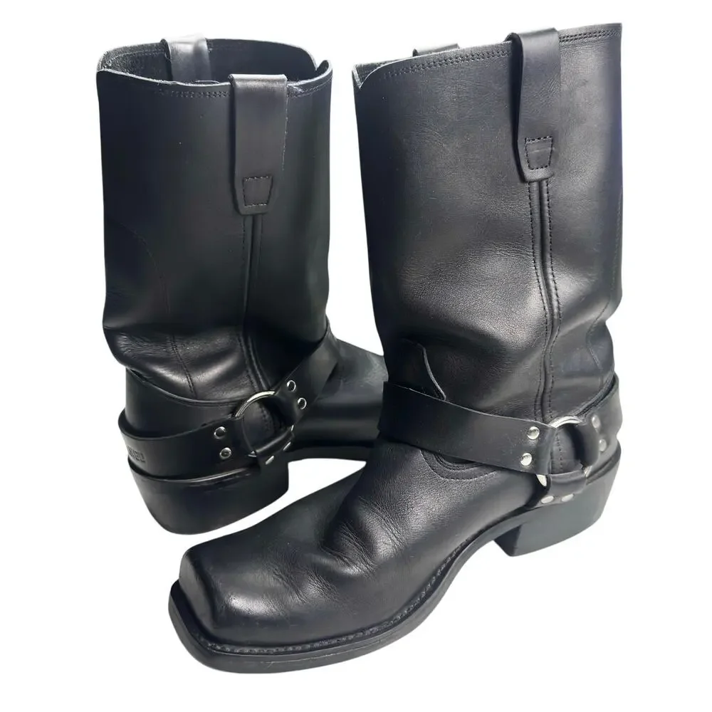 Durango | Men | Oiled Black Harness Biker Full Grain Leather Boots | Sz 11.5 EE